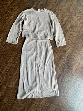 Old Navy Neutral Beige Knit sweater Top & Maxi Skirt Set